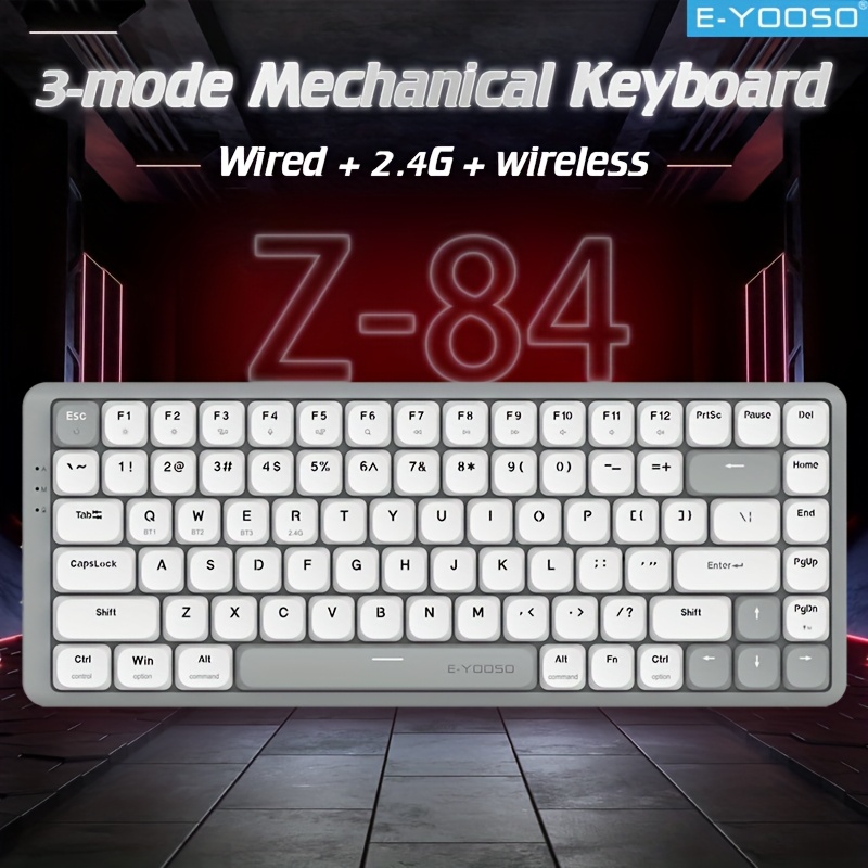 Gaming Keyboard E Yooso - E-YOOSO Teclado mecánico trimododo 2,4G inalámbrico/Bluetooth/con